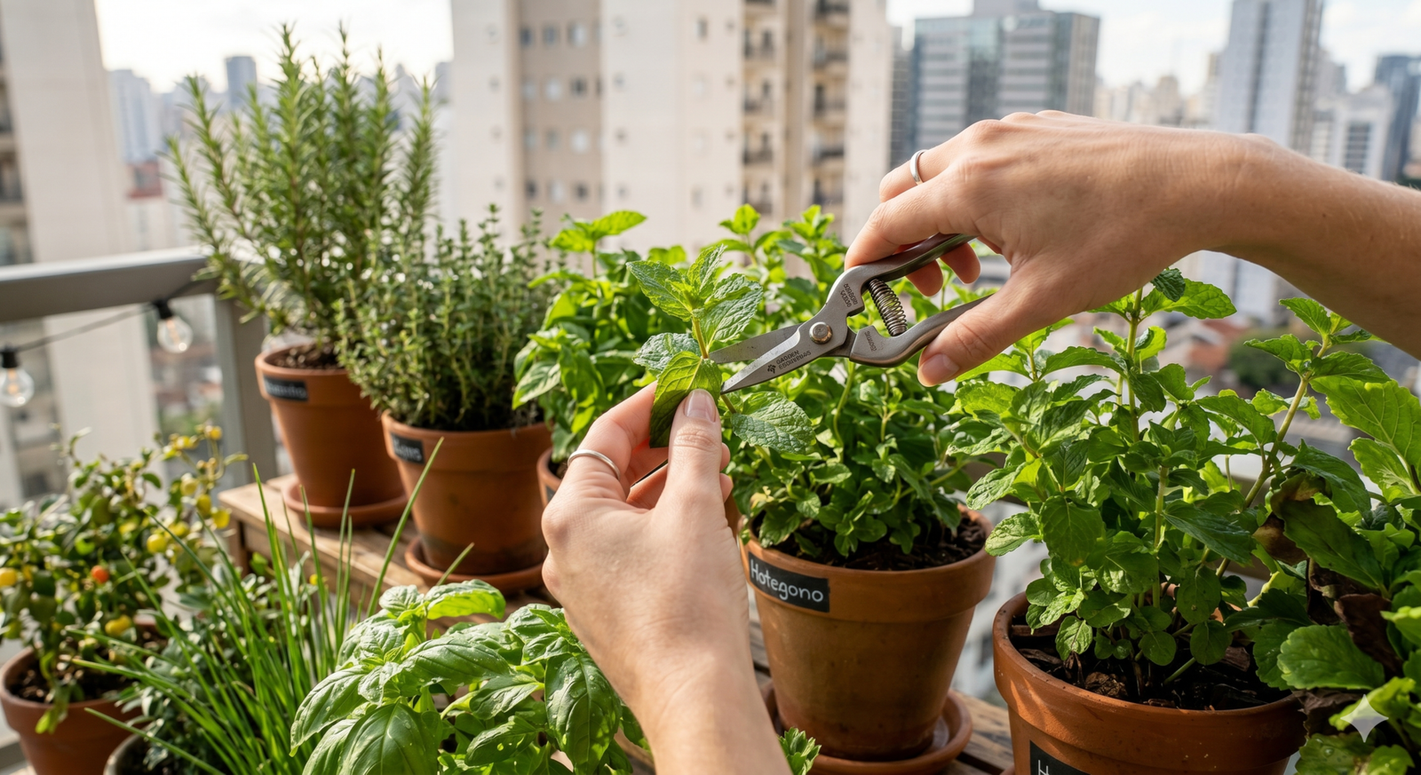 Cuidados e manutenção de plantas em horta de vasos
