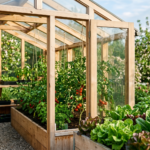Estufa de horta caseira com vegetais frescos