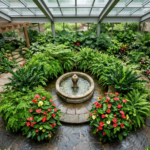 Jardim interno com plantas de sombra