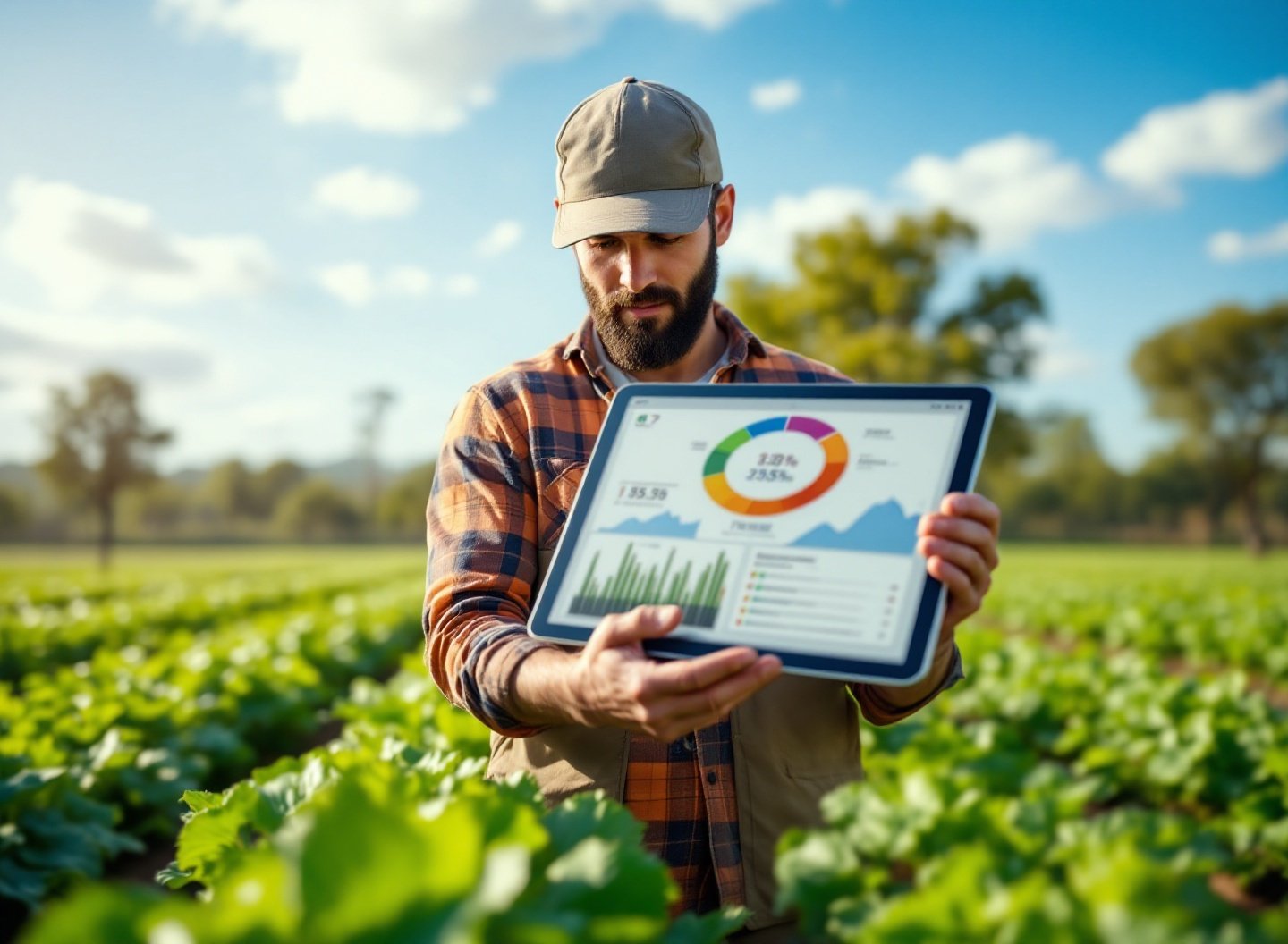 Transforme sua horta: o impacto da irrigação inteligente 4 Agricultor monitorando sistema de irrigação inteligente