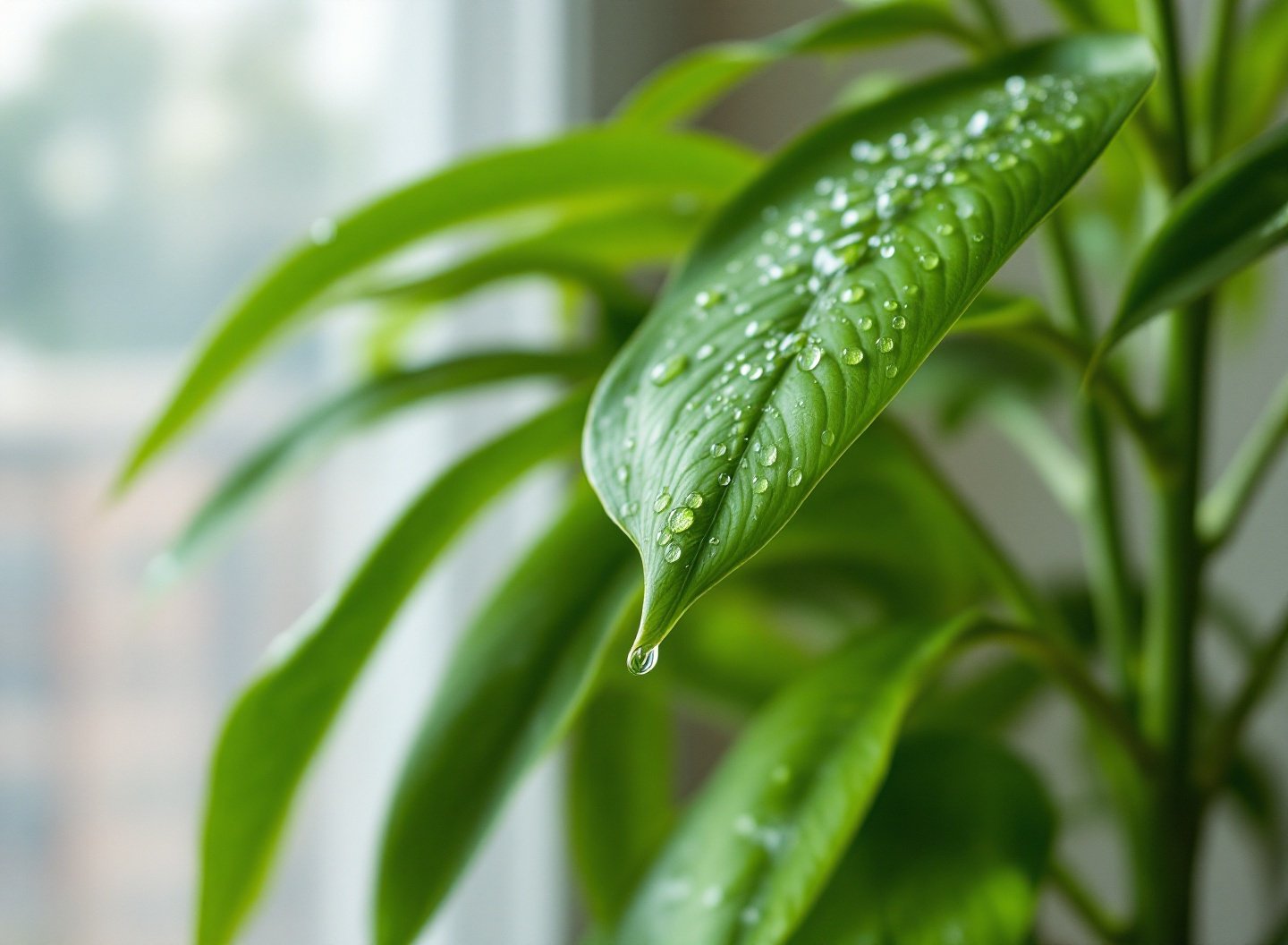 Planta de interior saudável com folhas verdes