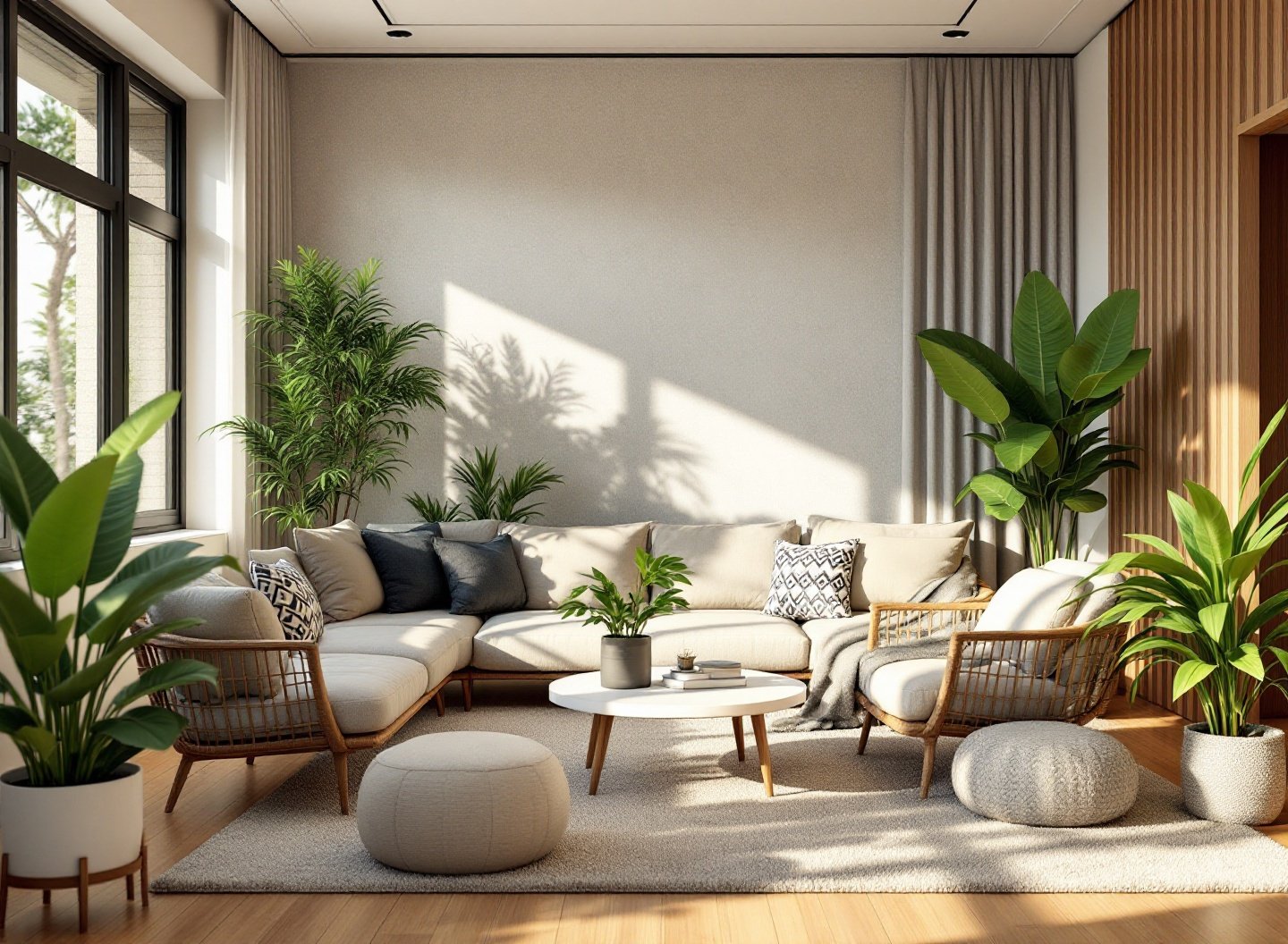 Plantas de interior em sala de estar
