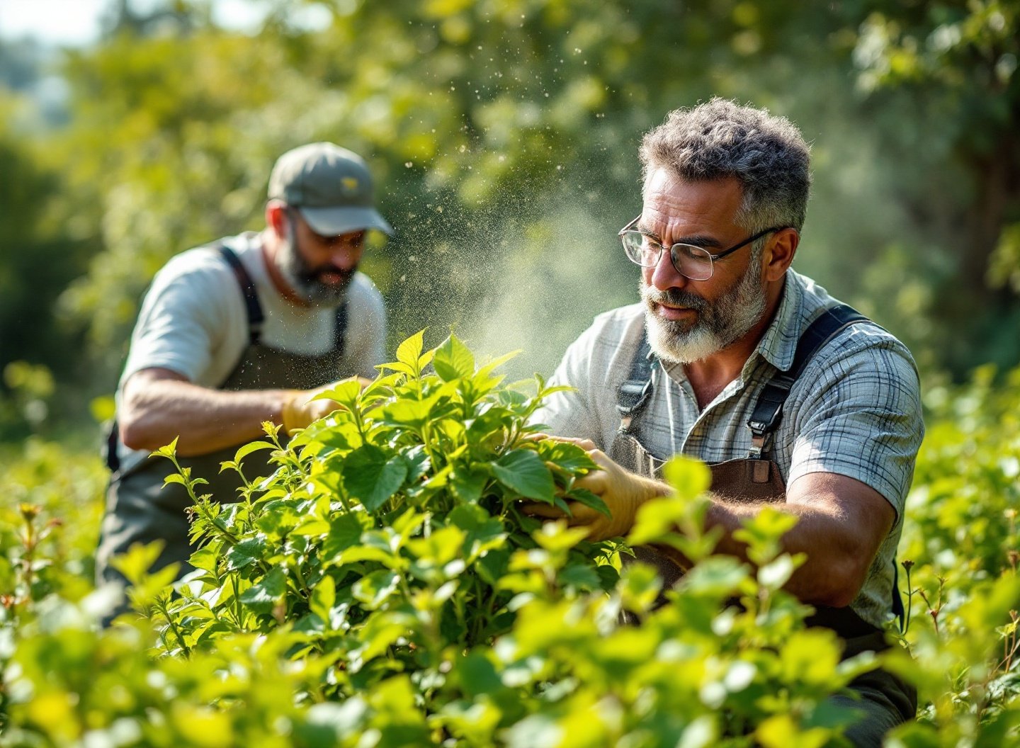 Descubra como salvar plantas enfraquecidas e reviver seu jardim 3 Jardineiro aplicando fungicida natural em planta com folhas amareladas