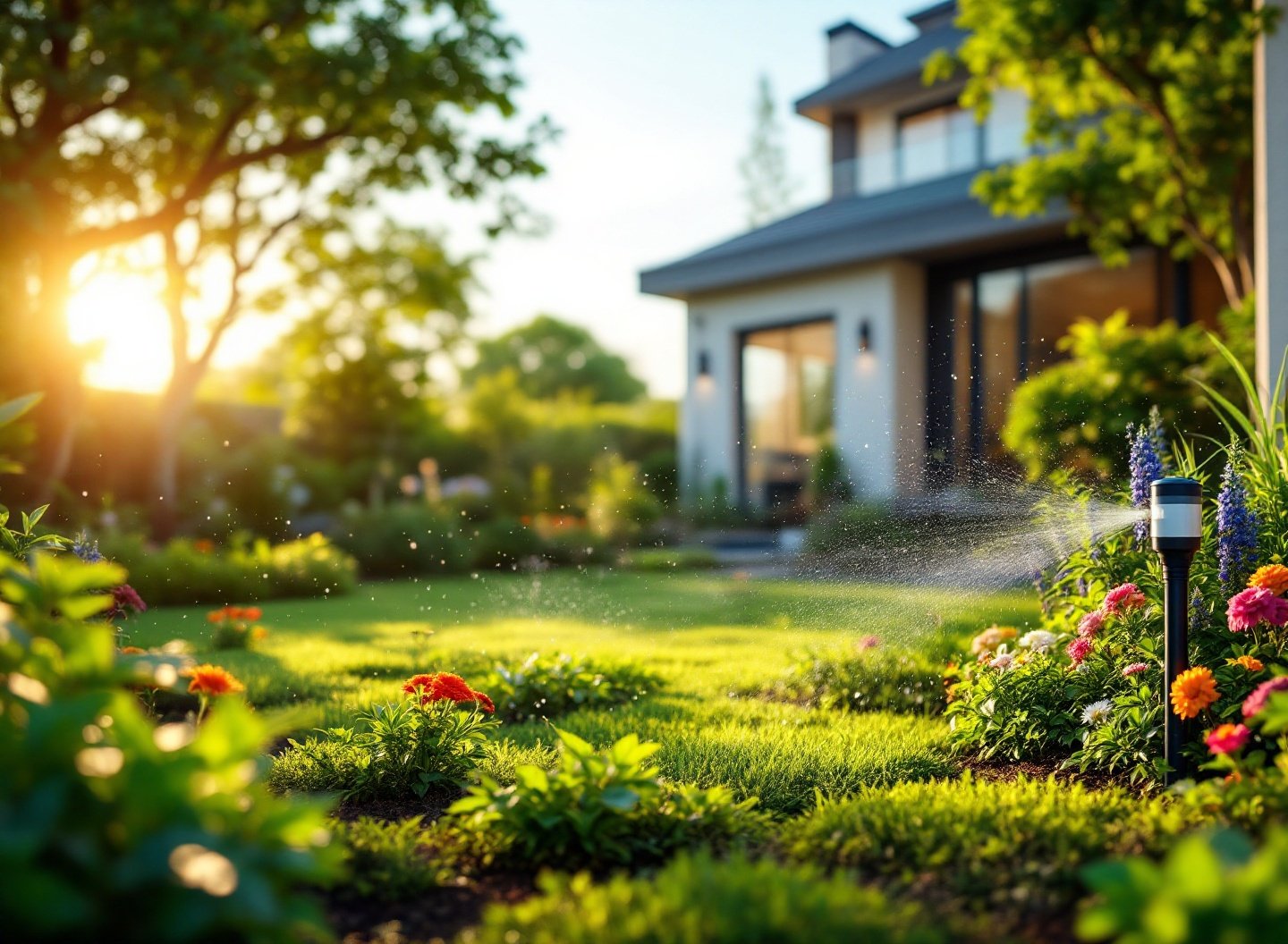 Chega de regar à mão: Descubra os kits de irrigação que transformam seu jardim com economia de água e tempo. 2 Kit de irrigação por gotejamento em jardim residencial, economizando água e tempo