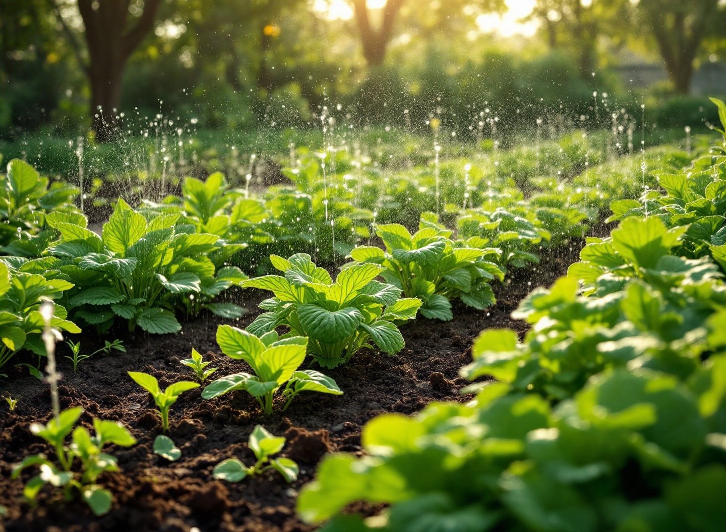 Irrigação por gotejamento em horta orgânica, economia de água e saúde das plantas