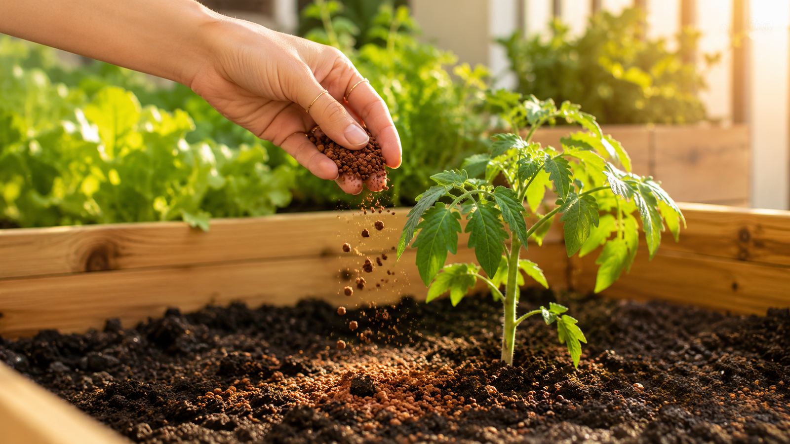 Sua Horta Está Fraca? Descubra Como o Calendário de Adubação Transforma Plantas Murchas em Colheitas Fartas 2 Aplicação correta de adubo em muda de tomate em horta caseira