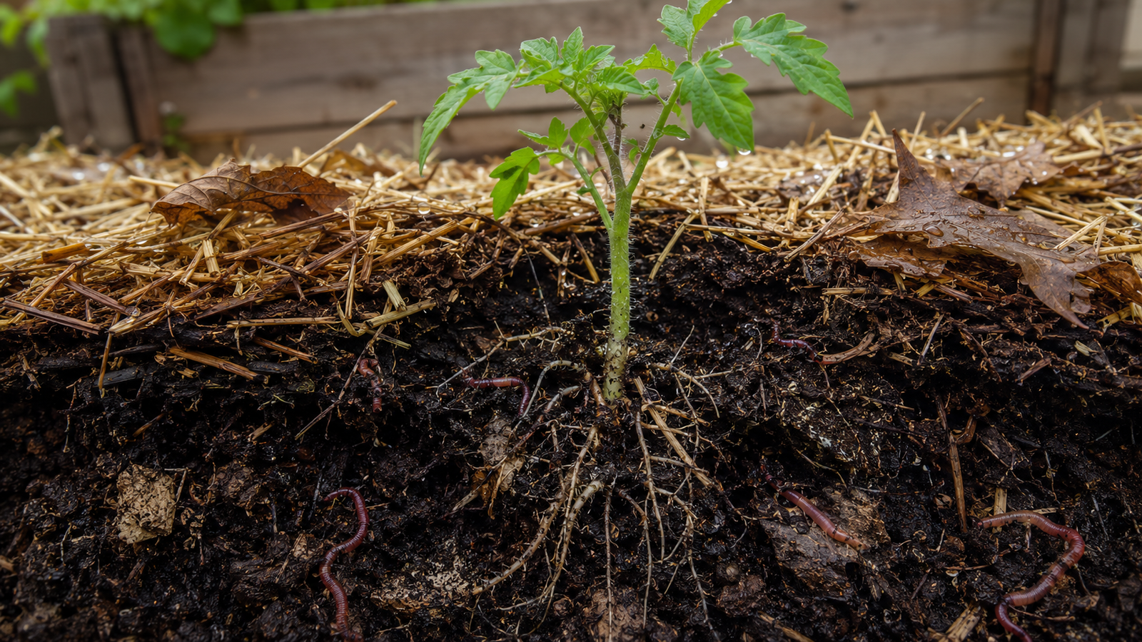 Sua Horta Está Fraca? Descubra Como o Calendário de Adubação Transforma Plantas Murchas em Colheitas Fartas 4 Solo fértil com cobertura viva e microrganismos para adubação natural