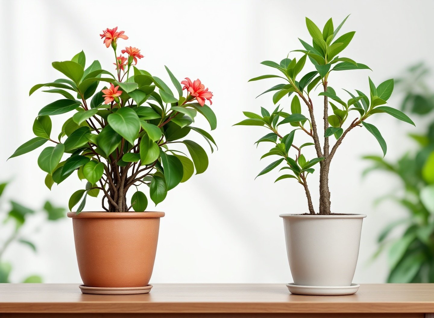 Comparativo visual entre adubação orgânica e mineral em plantas.