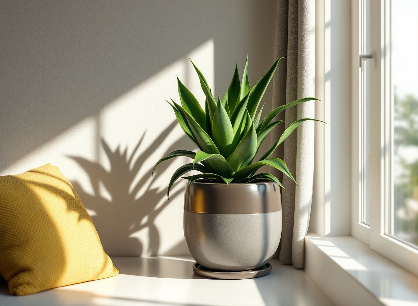 Renueva el aire de tu apartamento con estas plantas purificadoras 4 Sansevieria en un rincón soleado para purificar el aire